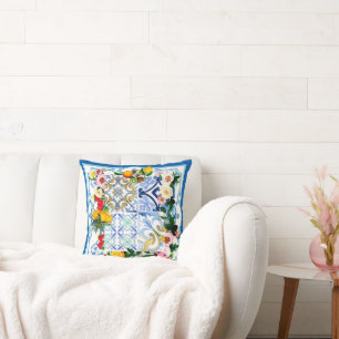 Medelhavsplattor, majolica,Sicilien stil     Kudde