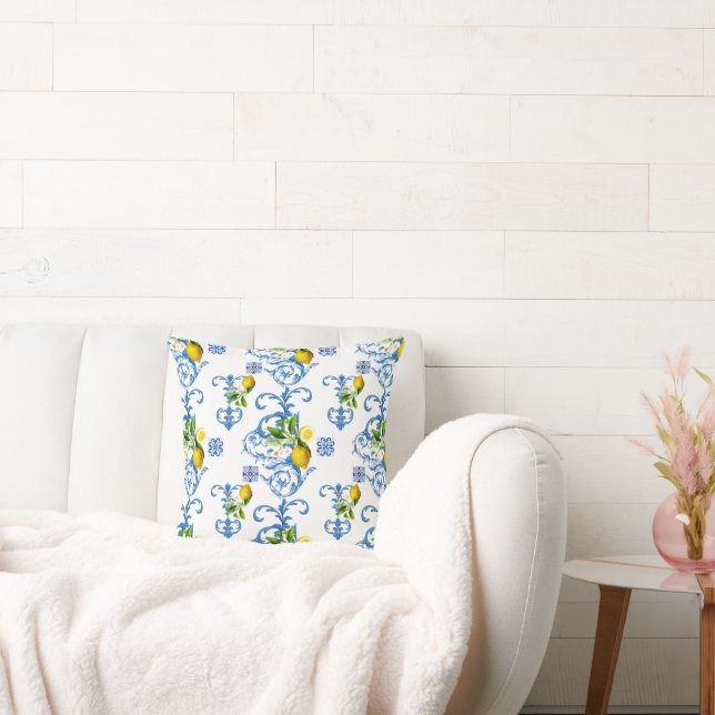 Medelhavsplattor, majolica,Sicilien stil      Kudde (Soffa)
