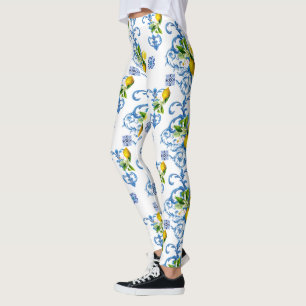 Medelhavsplattor, majolica,Sicilien stil      Leggings