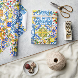 Medelhavsplattor, majolica,Sicilien stil Presentpapper