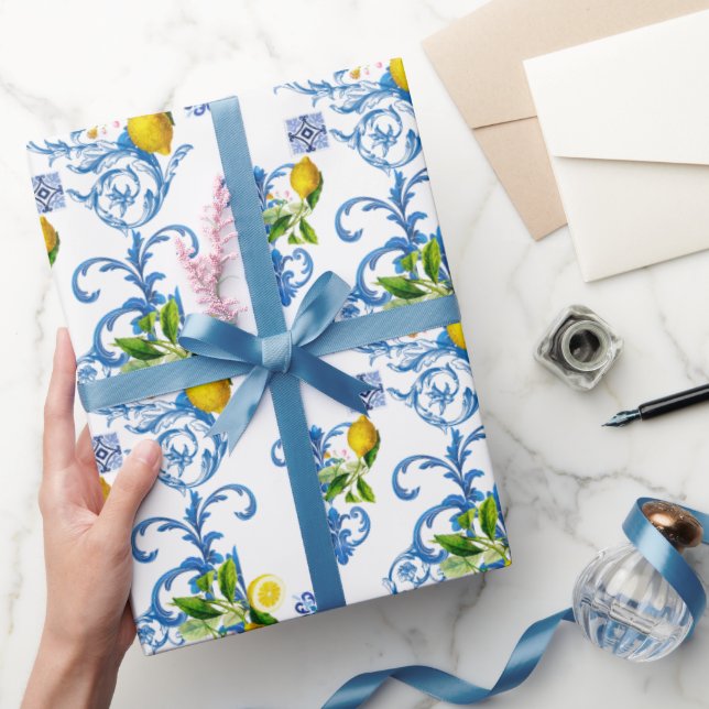 Medelhavsplattor, majolica,Sicilien stil     Presentpapper (Gifting)