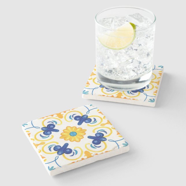 Medelhavsplattor, majolica,Sicilien stil Stenunderlägg (Sidan)