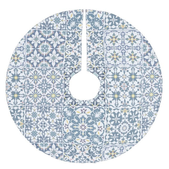 Medelhavsplattor, marockanska, majolika, Azulejo Julgransmatta Borstad Polyester (Framsidan)