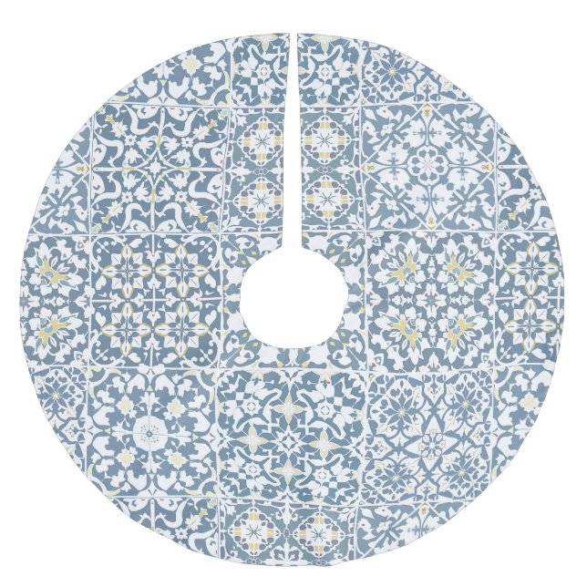 Medelhavsplattor, marockanska, majolika, Azulejo Julgransmatta Borstad Polyester (Framsidan)