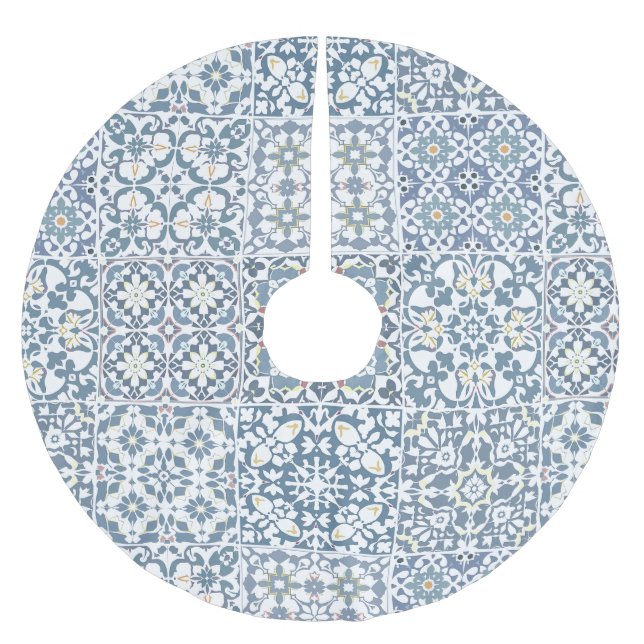 Medelhavsplattor, marockanska, majolika, Azulejo Julgransmatta Borstad Polyester (Framsidan)