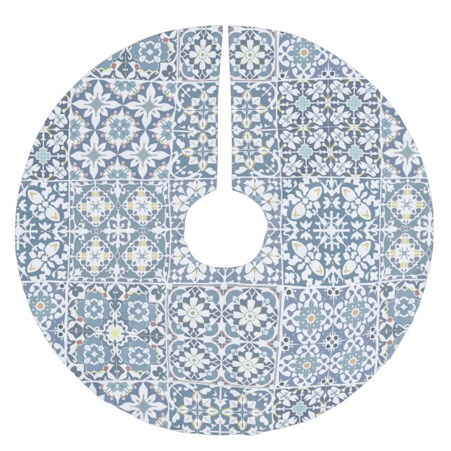 Medelhavsplattor, marockanska, majolika, Azulejo Julgransmatta Borstad Polyester (Framsidan)
