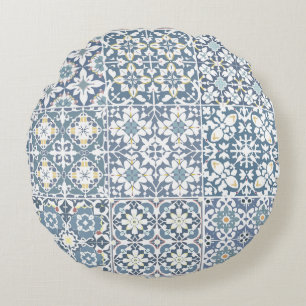 Medelhavsplattor, marockanska, majolika, Azulejo Rund Kudde