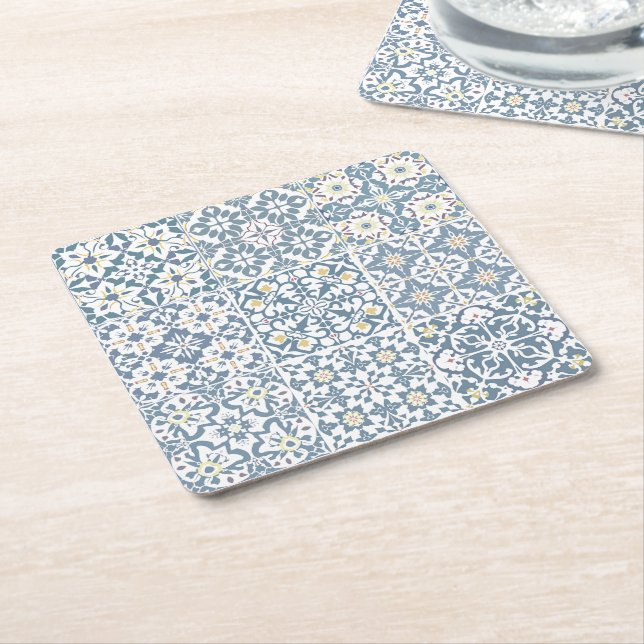 Medelhavsplattor, marockanska, majolika, Azulejo Underlägg Papper Kvadrat (Vinklad)