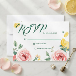 Medelhavsros och citron bröllops-RSVP OSA Kort