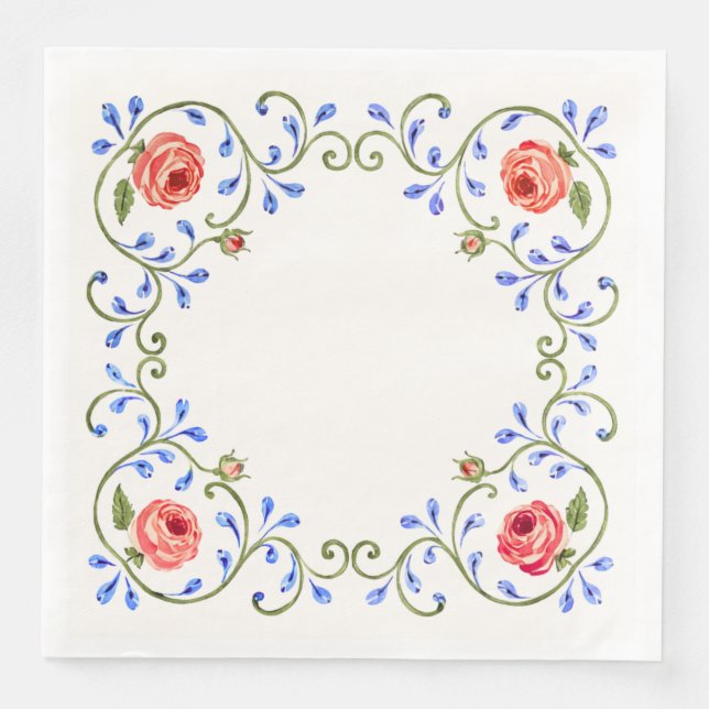 Medelhavsrosdesign Pappersservett (Framsida)