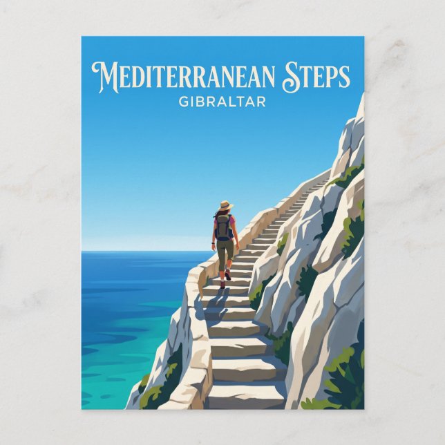 Medelhavstrappan, Övre klippan, Gibraltar Vykort (Framsida)