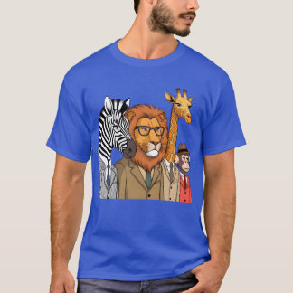 medellång bild av roliga tecknade djur retro t shirt