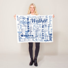 Medellång Namn Mönster Blue & White Baby Fleecefilt