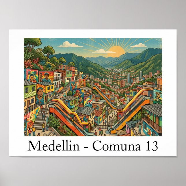 Medellin Colombia Comuna 13 Resor Konst Poster (Framsidan)