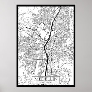 Medellín Colombia Karta Poster