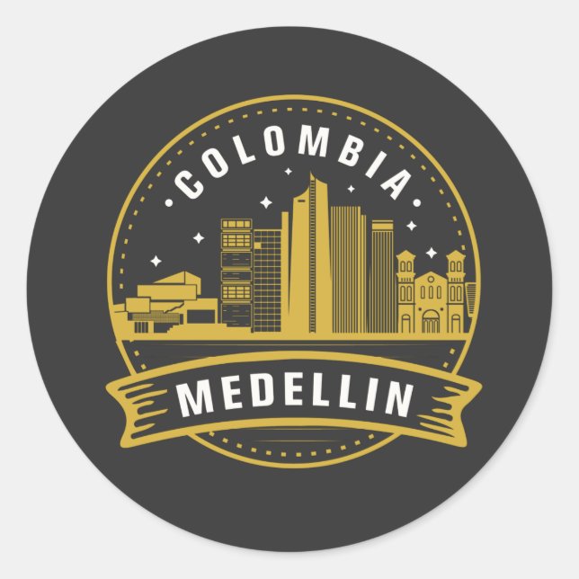 Medellin Colombia Runt Klistermärke (Framsida)