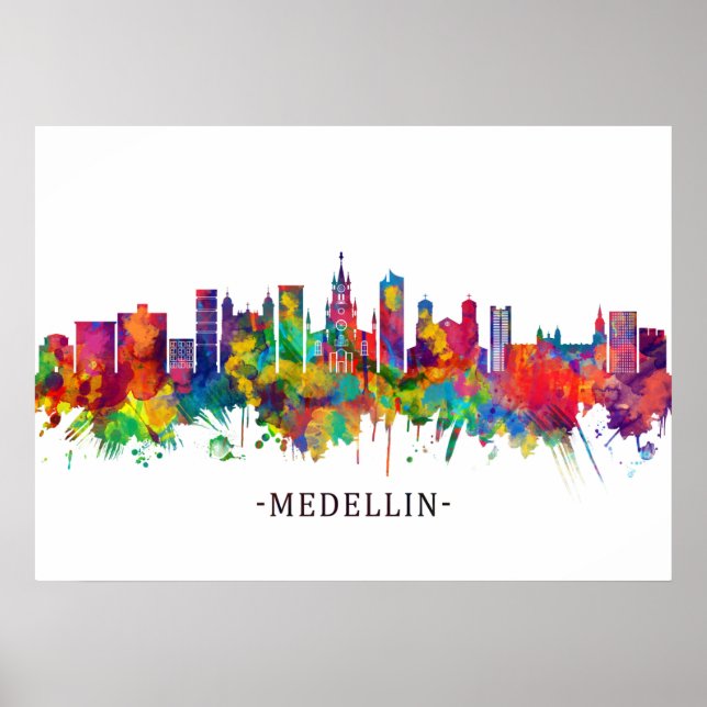 Medellin Colombia Skyline Poster (Framsidan)