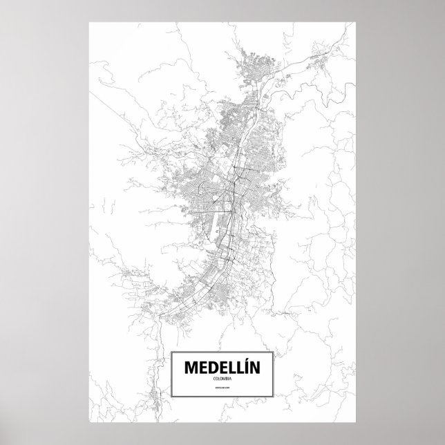 Medellín, Colombia (svart på vit) Poster (Framsidan)