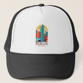 Medellin Colombia Vintage Cityscape Keps