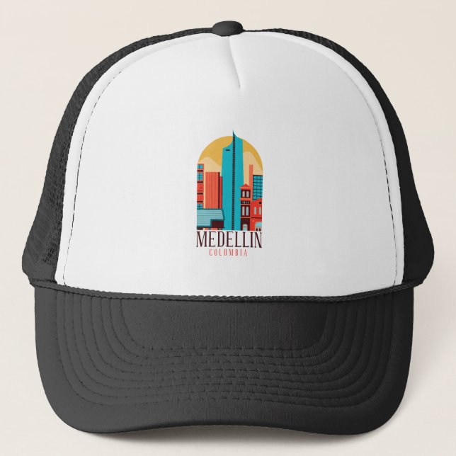 Medellin Colombia Vintage Cityscape Keps (Framsida)