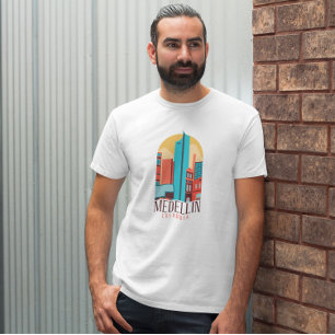 Medellin Colombia Vintage Cityscape T Shirt