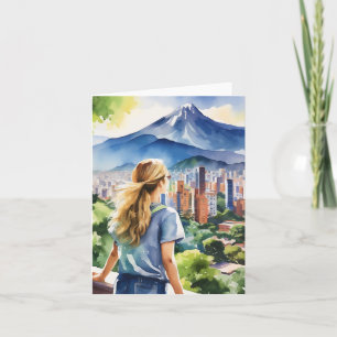 Medellin Colombia Watercolor Kort