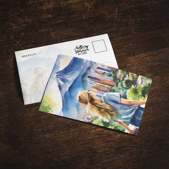 Medellin Colombia Watercolor Postcard Inbjudningar (Skapare uppladdad)