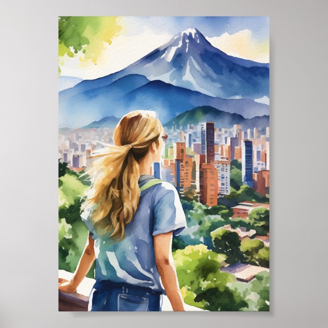Medellin Colombia Watercolor Poster (Framsidan)