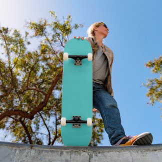 Medelljus Turkos Enfärgad Bakgrund Mini Skateboard Bräda 18,5 Cm