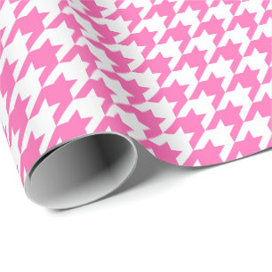 Medelrosor och vit Houndstooth som slår in papper Presentpapper