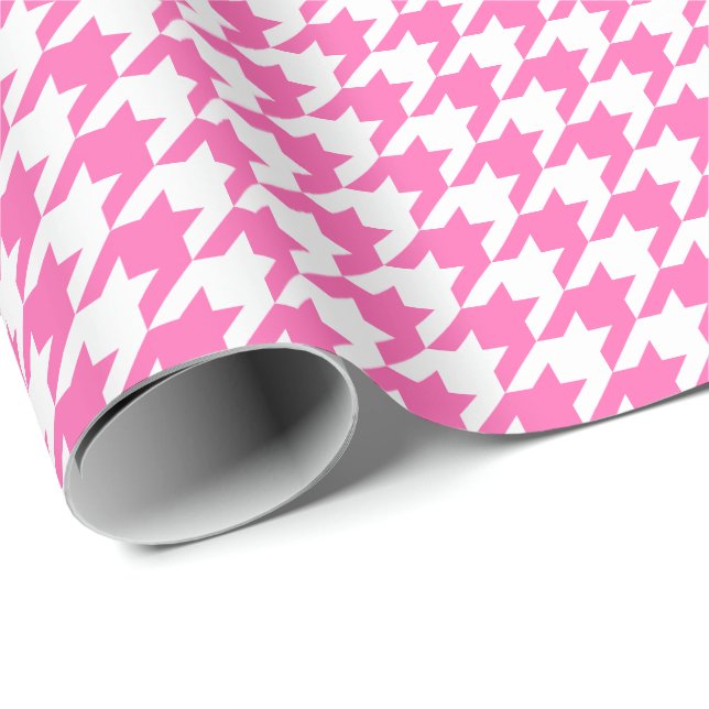 Medelrosor och vit Houndstooth som slår in papper Presentpapper (Rullad Hörn)