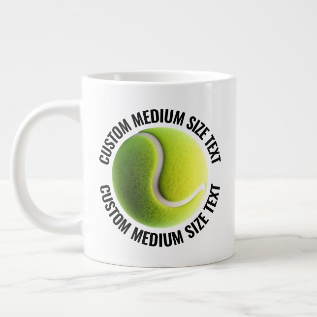 Medelstor Personlig Text Tennisboll Anpassad Jumbo Mugg (Vänster)