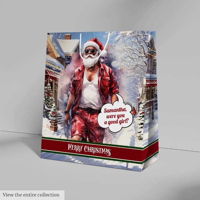 Medelstor presentpåse Cool Santa julorganisatör (Medium Gift Bag Cool Santa Christmas Organizer)