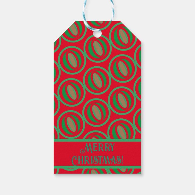 Medelstor röd/grön presentpåse presentetikett (Baksidan)