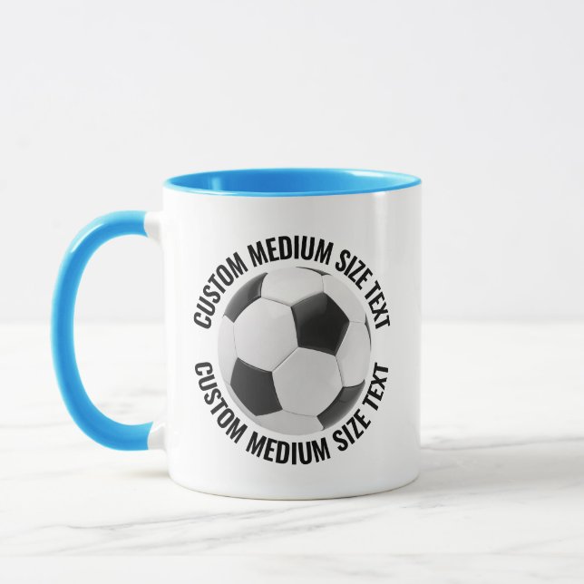 Medelstor Text LJUSBLÅ Combo 11oz Anpassad fotboll Mugg (Vänster)