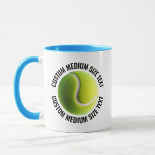 Medelstor Text Ljusblå Combo 11oz Anpassad Tennis Mugg