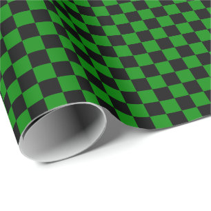 Medelsvart och gröna kontroller som slår in papp presentpapper