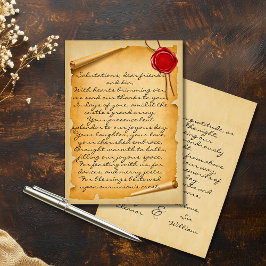 Medeltida Åldrande Rullvaxsigill Bröllop Tack Kort