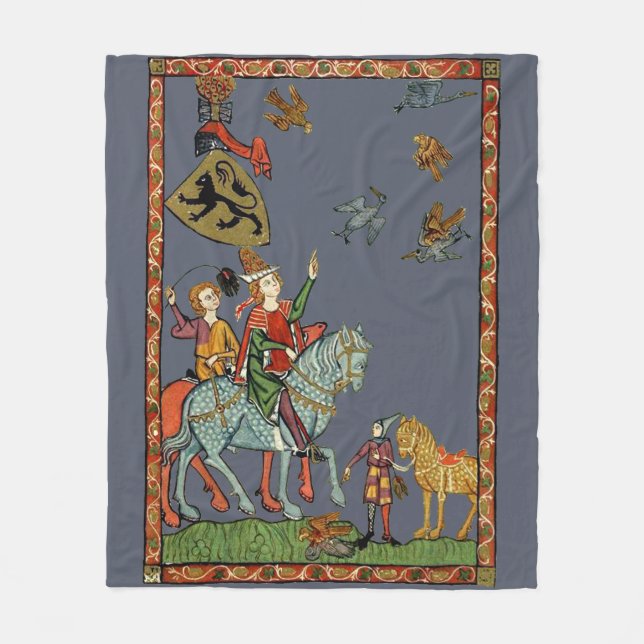 Medeltida ankajakt med falkar? Ullfilt Fleecefilt (Framsidan)