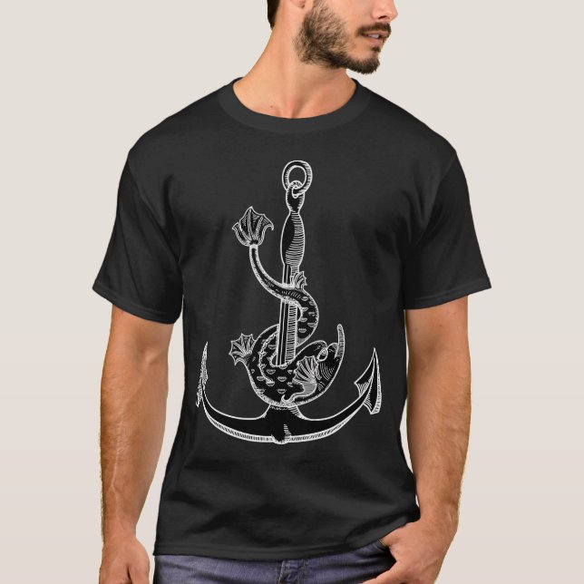Medeltida ankare med havsmonster t shirt (Framsida)