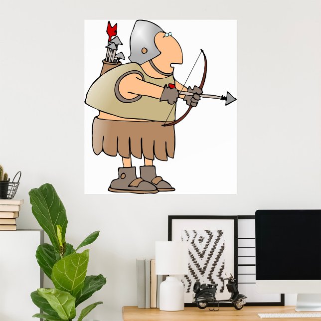 Medeltida bågskyttkrigare Rolig riddare med båge Poster (Skapare uppladdad)