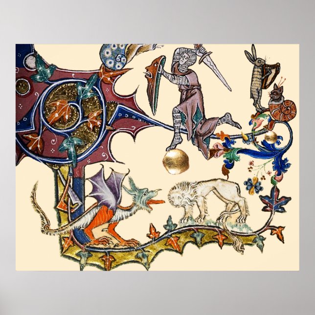 MEDELTIDA BESTIARIUM KRIG Snigel vs Riddare, Drake Poster (Framsidan)