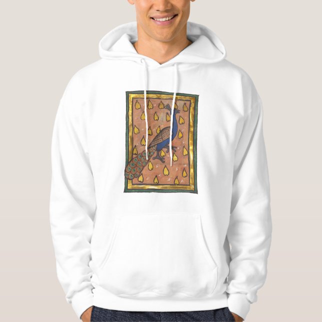 Medeltida Bestiarium Påfågel c. 1270 Hoodie (Framsida)