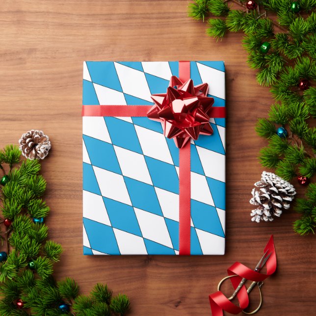 Medeltida Blå Vit Bayern Diamantformad Presentpapper (Julgåva)