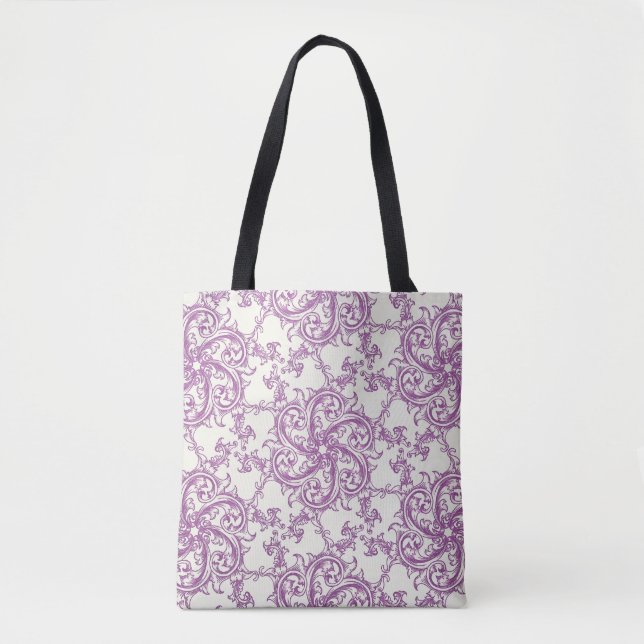 medeltida blommönstrad totebag tygkasse (Framsida)