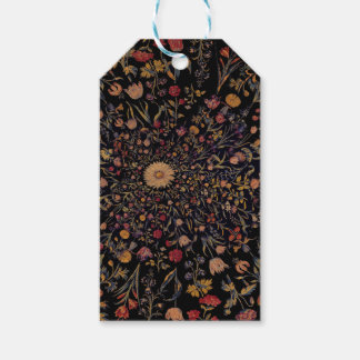 Medeltida blommor på svart presentetikett