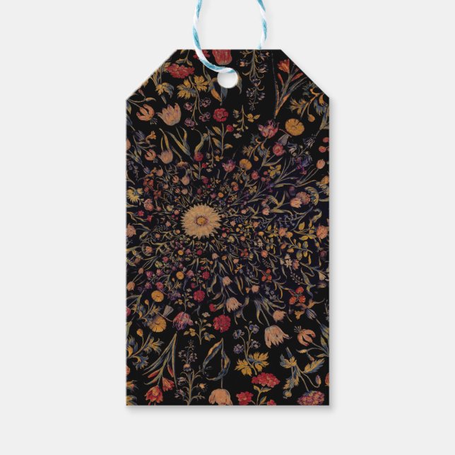 Medeltida blommor på svart presentetikett (Framsidan)