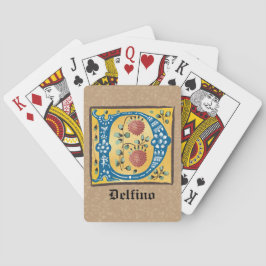 Medeltida blomstermonogram med initialen D Casinokort