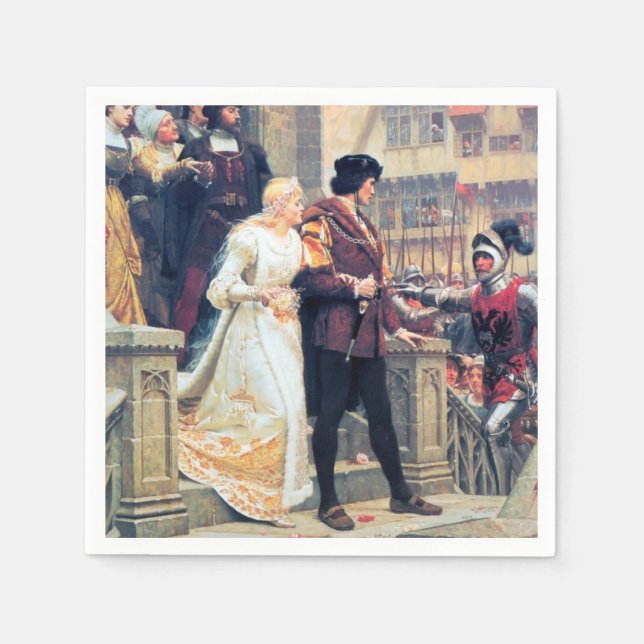 Medeltida bröllop brud brudgum riddare målning pappersservett (Framsidan)
