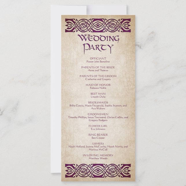 Medeltida Bröllopsprogram (Baksida)